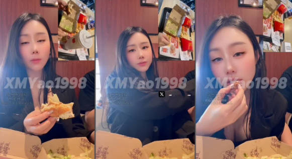 推特性爱大师95后绿帽情侣美腿女王「汐梦瑶」《精液小汉堡》，去麦当劳餐厅现场制作！还有一个女生正对着我们坐着，一直偷看…